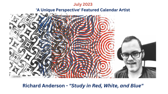 Portrait of male artist with abstract painting from "A Unique Perspective" Calendar